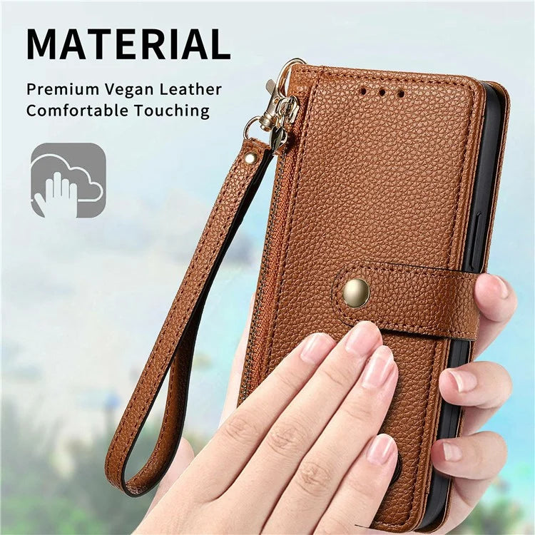 For Samsung Galaxy S24 FE Case RFID Blocking Zipper Pocket Leather Wallet Phone Cover