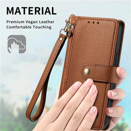 For Samsung Galaxy S24 FE Case RFID Blocking Zipper Pocket Leather Wallet Phone Cover