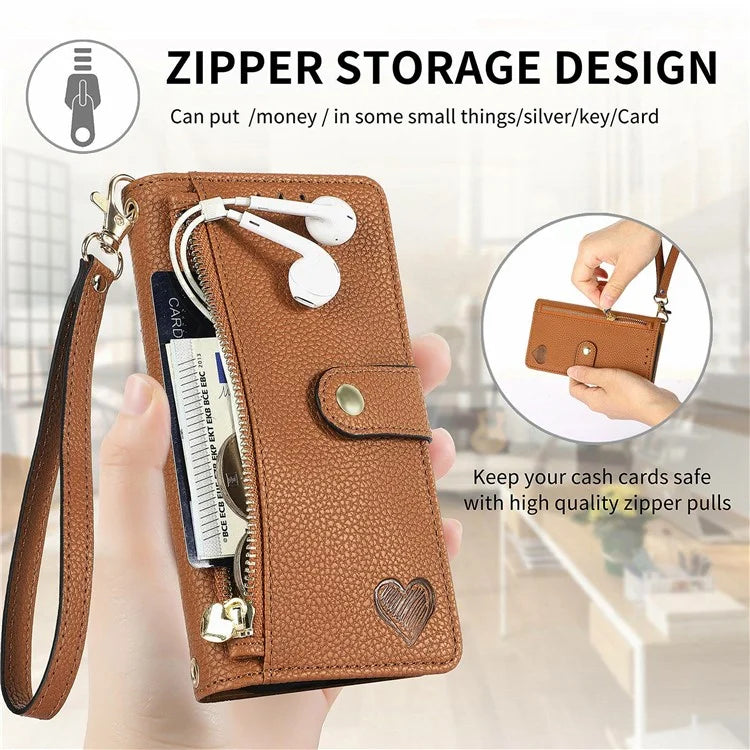 For Samsung Galaxy S24 FE Case RFID Blocking Zipper Pocket Leather Wallet Phone Cover