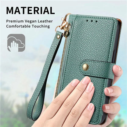 For Samsung Galaxy S24 FE Case RFID Blocking Zipper Pocket Leather Wallet Phone Cover