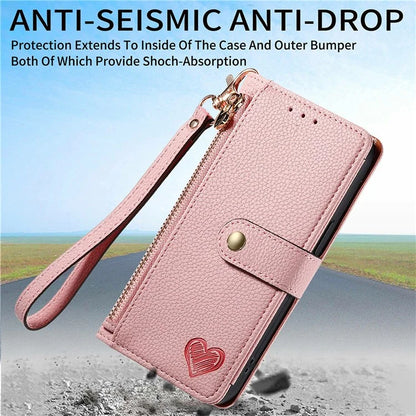 For Samsung Galaxy S24 FE Case RFID Blocking Zipper Pocket Leather Wallet Phone Cover