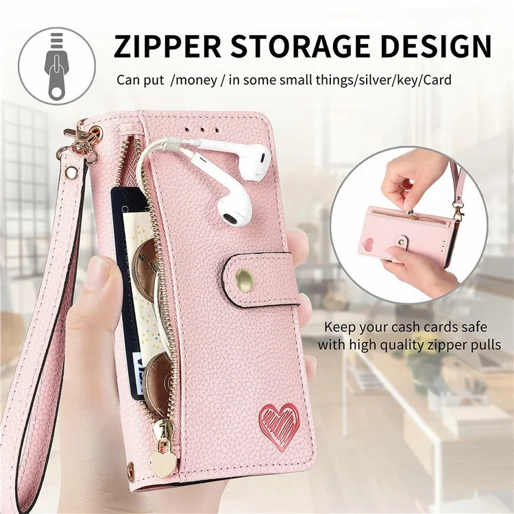 For Samsung Galaxy S24 FE Case RFID Blocking Zipper Pocket Leather Wallet Phone Cover