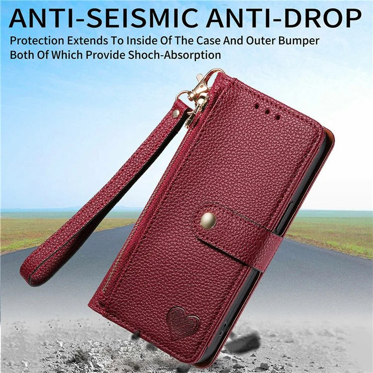 For Samsung Galaxy S24 FE Case RFID Blocking Zipper Pocket Leather Wallet Phone Cover