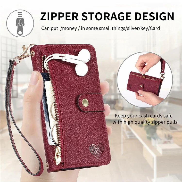 For Samsung Galaxy S24 FE Case RFID Blocking Zipper Pocket Leather Wallet Phone Cover