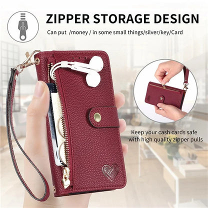 For Samsung Galaxy S24 FE Case RFID Blocking Zipper Pocket Leather Wallet Phone Cover