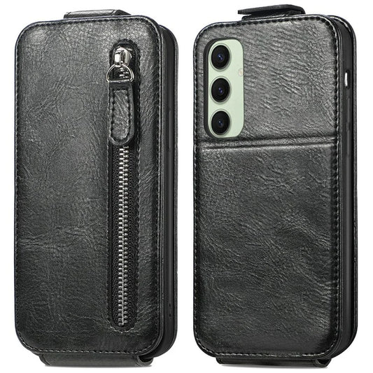 For Samsung Galaxy S24 FE Case Zipper Wallet Phone Leather Cover Vertical Flip Closing