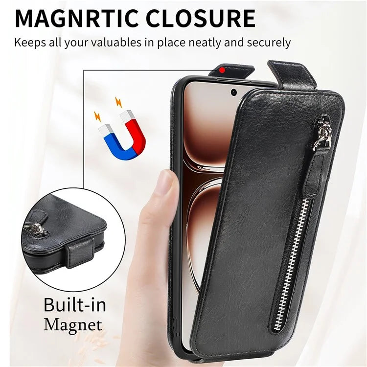 For Samsung Galaxy S24 FE Case Zipper Wallet Phone Leather Cover Vertical Flip Closing