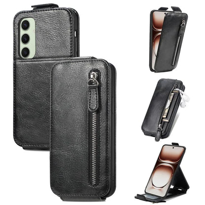 For Samsung Galaxy S24 FE Case Zipper Wallet Phone Leather Cover Vertical Flip Closing