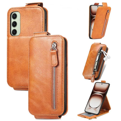 For Samsung Galaxy S24 FE Case Zipper Wallet Phone Leather Cover Vertical Flip Closing
