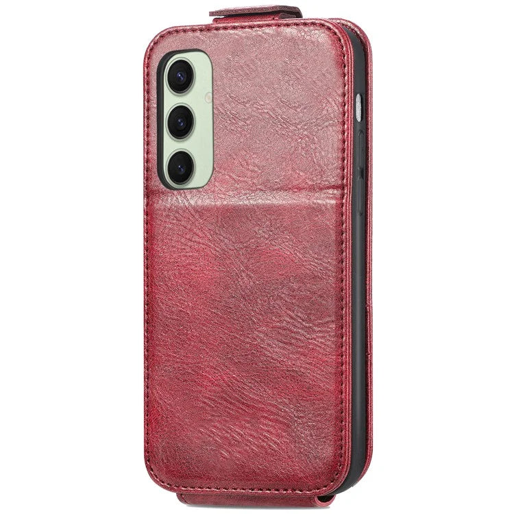 For Samsung Galaxy S24 FE Case Zipper Wallet Phone Leather Cover Vertical Flip Closing