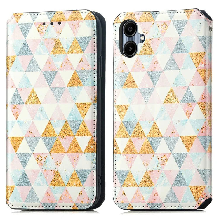 CASENEO 001 Series for Samsung Galaxy A06 Case RFID Blocking Wallet Leather Cover Pattern Print