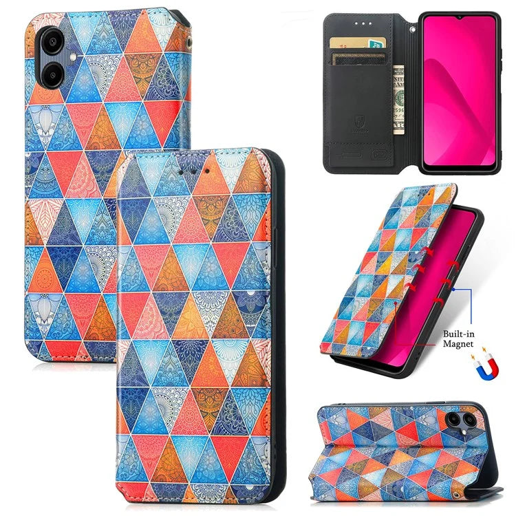 CASENEO 001 Series for Samsung Galaxy A06 Case RFID Blocking Wallet Leather Cover Pattern Print