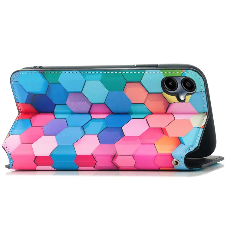 CASENEO 001 Series for Samsung Galaxy A06 Case RFID Blocking Wallet Leather Cover Pattern Print