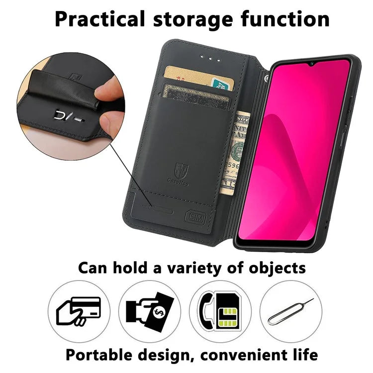 CASENEO 001 Series for Samsung Galaxy A06 Case RFID Blocking Wallet Leather Cover Pattern Print