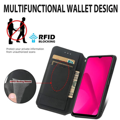 CASENEO 001 Series for Samsung Galaxy A06 Case RFID Blocking Wallet Leather Cover Pattern Print