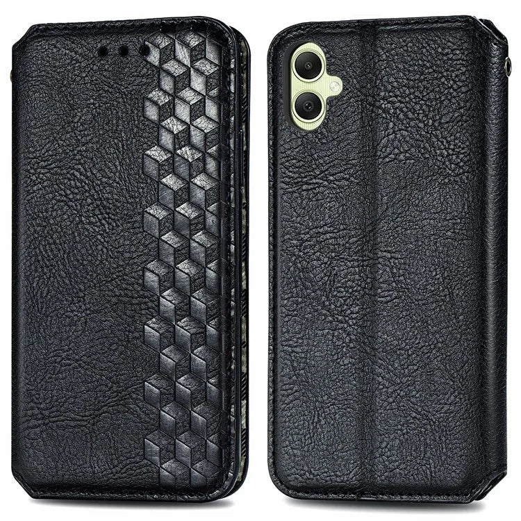 For Samsung Galaxy A06 Case Rhombus Imprint PU Leather Wallet Phone Cover