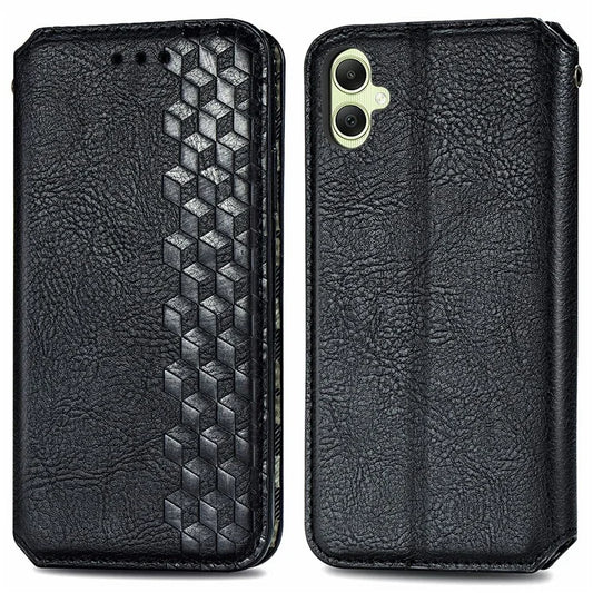 For Samsung Galaxy A06 Case Rhombus Imprint PU Leather Wallet Phone Cover