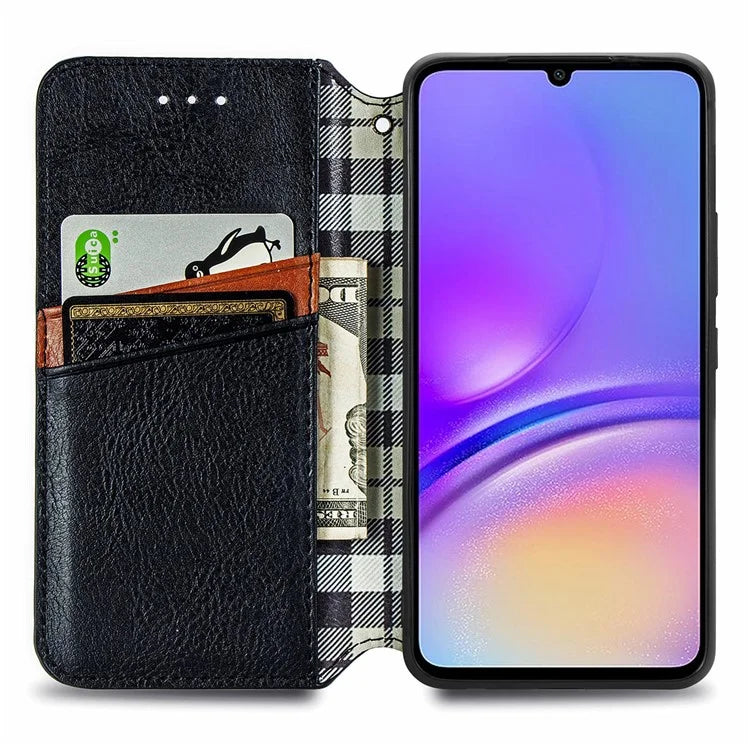 For Samsung Galaxy A06 Case Rhombus Imprint PU Leather Wallet Phone Cover