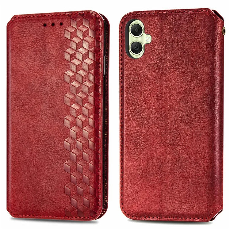 For Samsung Galaxy A06 Case Rhombus Imprint PU Leather Wallet Phone Cover