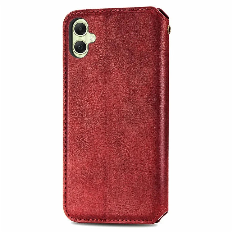 For Samsung Galaxy A06 Case Rhombus Imprint PU Leather Wallet Phone Cover