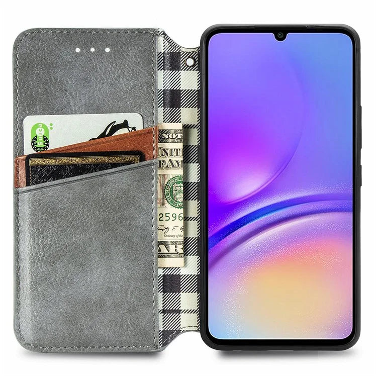For Samsung Galaxy A06 Case Rhombus Imprint PU Leather Wallet Phone Cover