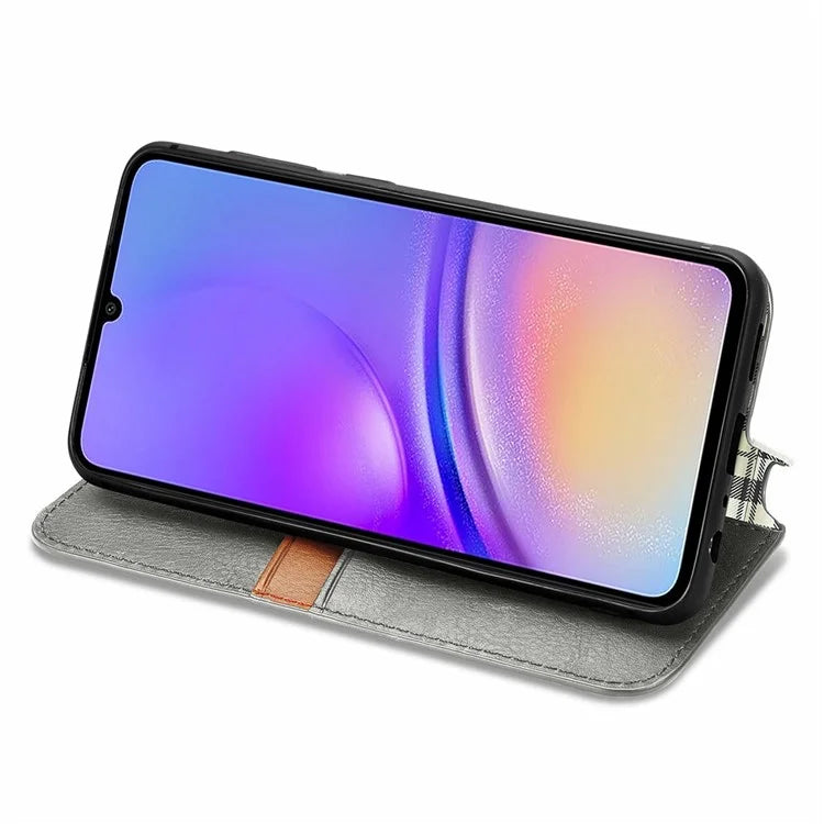 For Samsung Galaxy A06 Case Rhombus Imprint PU Leather Wallet Phone Cover