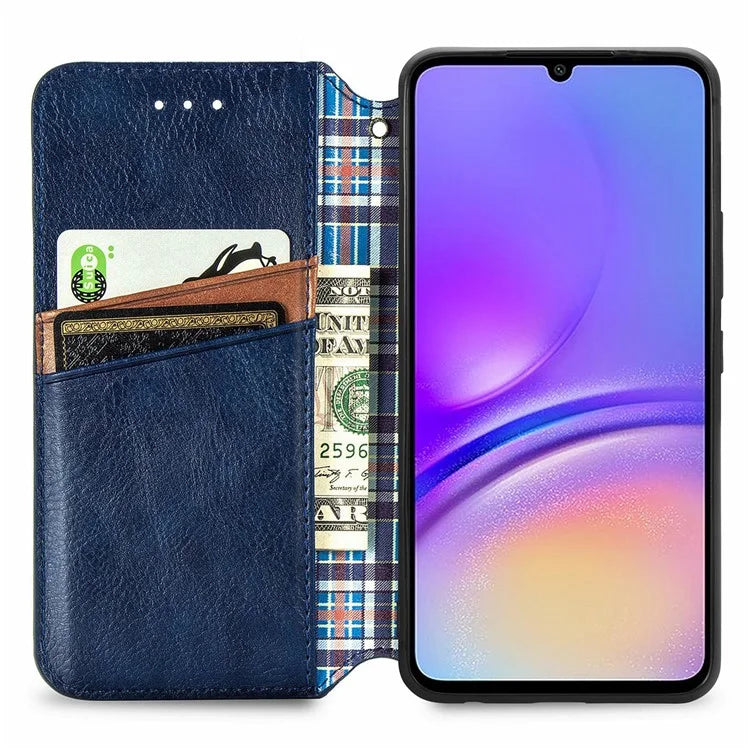 For Samsung Galaxy A06 Case Rhombus Imprint PU Leather Wallet Phone Cover