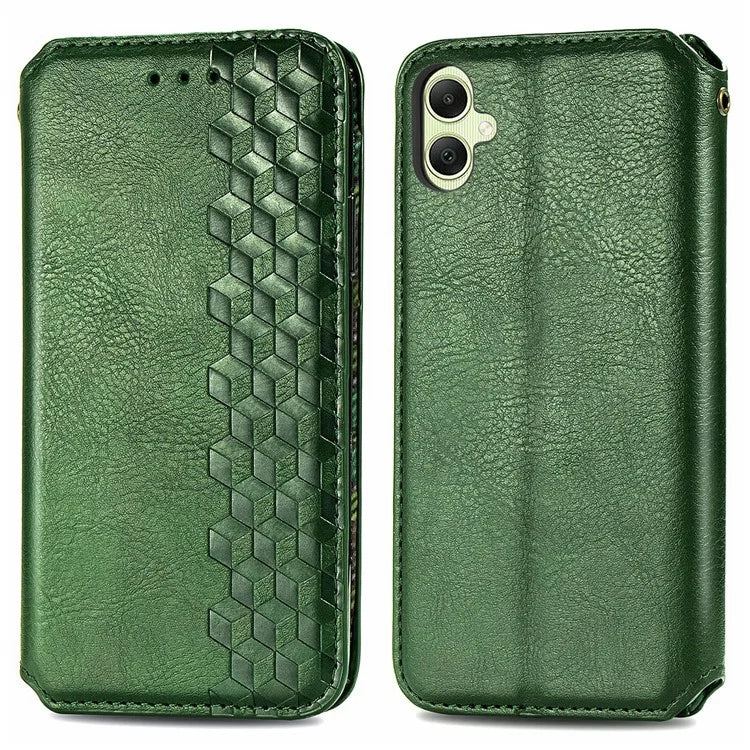 For Samsung Galaxy A06 Case Rhombus Imprint PU Leather Wallet Phone Cover