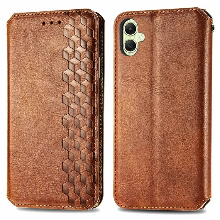 For Samsung Galaxy A06 Case Rhombus Imprint PU Leather Wallet Phone Cover