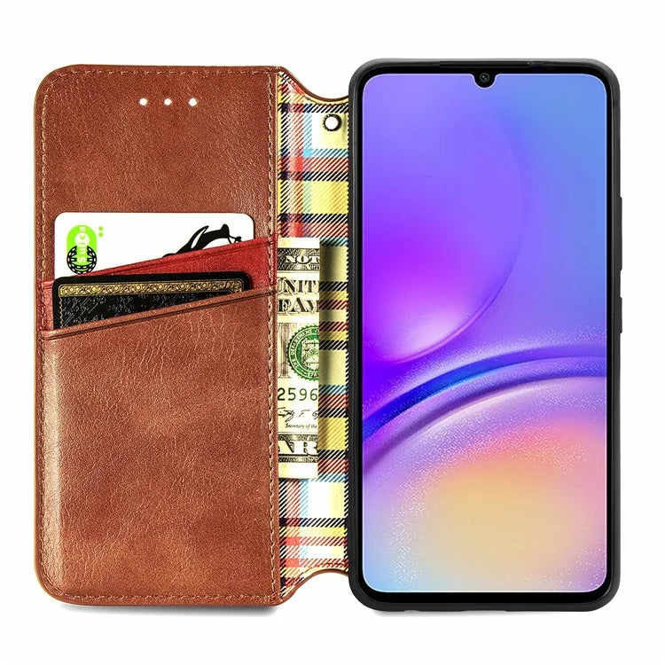 For Samsung Galaxy A06 Case Rhombus Imprint PU Leather Wallet Phone Cover