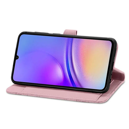 For Samsung Galax A06 Case Zipper Wallet PU Leather Flower Imprint Phone Cover