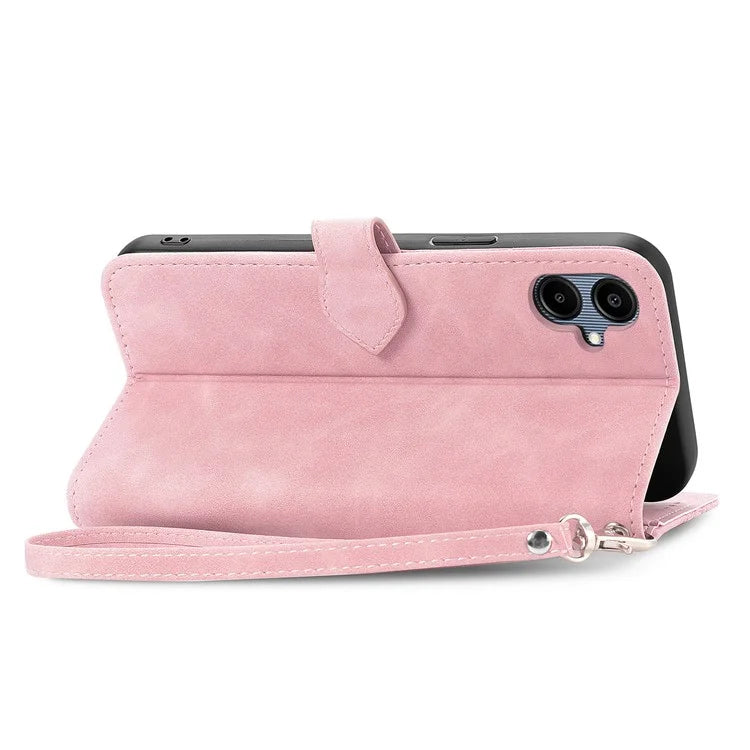 For Samsung Galax A06 Case Zipper Wallet PU Leather Flower Imprint Phone Cover