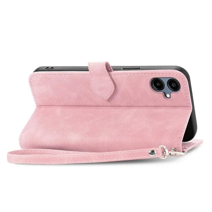 For Samsung Galax A06 Case Zipper Wallet PU Leather Flower Imprint Phone Cover
