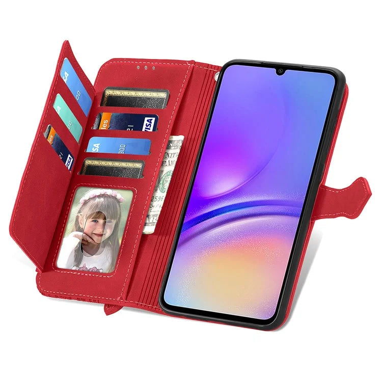 For Samsung Galax A06 Case Zipper Wallet PU Leather Flower Imprint Phone Cover