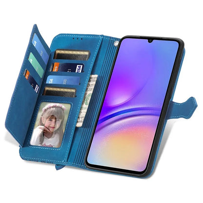 For Samsung Galax A06 Case Zipper Wallet PU Leather Flower Imprint Phone Cover