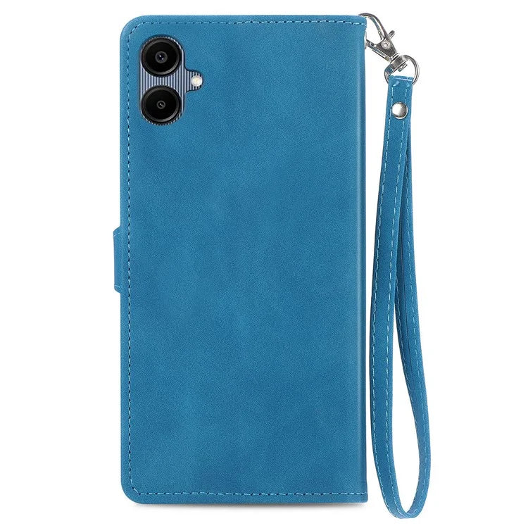 For Samsung Galax A06 Case Zipper Wallet PU Leather Flower Imprint Phone Cover