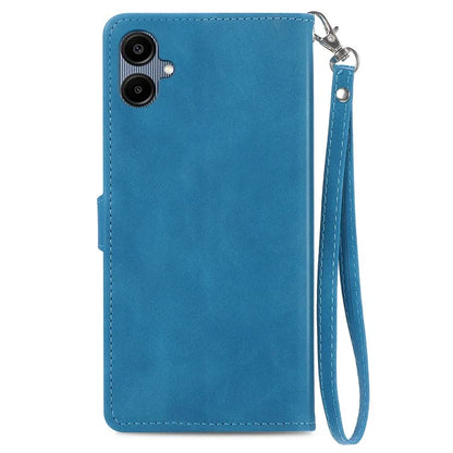 For Samsung Galax A06 Case Zipper Wallet PU Leather Flower Imprint Phone Cover