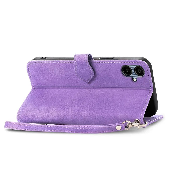 For Samsung Galax A06 Case Zipper Wallet PU Leather Flower Imprint Phone Cover