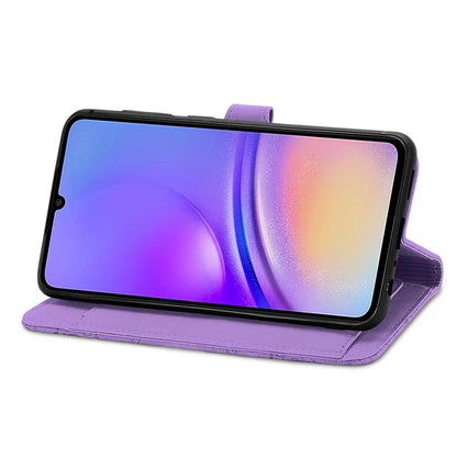 For Samsung Galax A06 Case Zipper Wallet PU Leather Flower Imprint Phone Cover