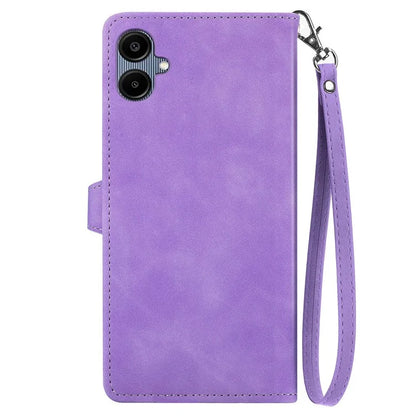 For Samsung Galax A06 Case Zipper Wallet PU Leather Flower Imprint Phone Cover
