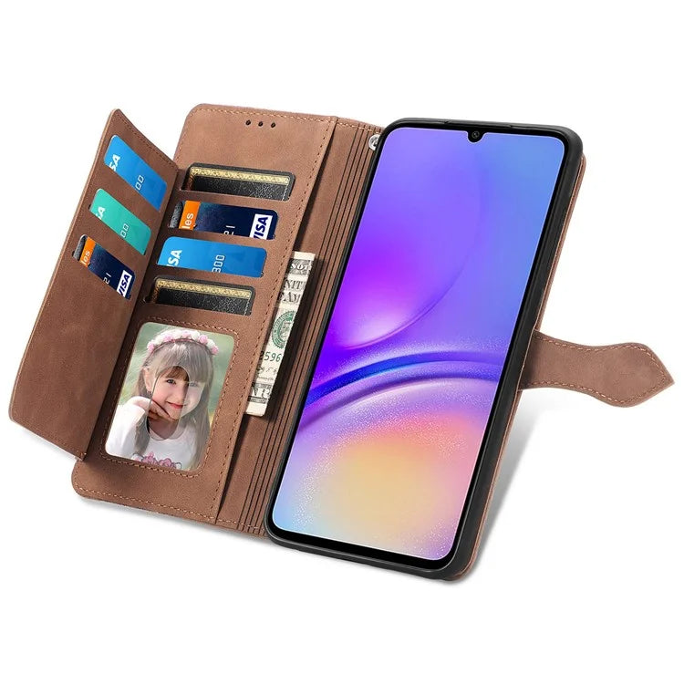 For Samsung Galax A06 Case Zipper Wallet PU Leather Flower Imprint Phone Cover