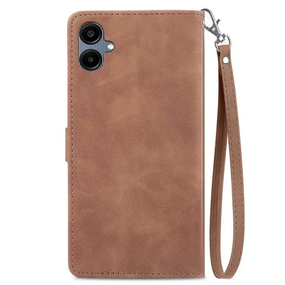 For Samsung Galax A06 Case Zipper Wallet PU Leather Flower Imprint Phone Cover