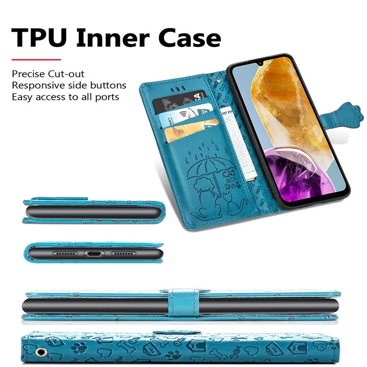 For Samsung Galaxy A06 Case Leather Wallet Flip Phone Cover Cute Cat Dog Pattern