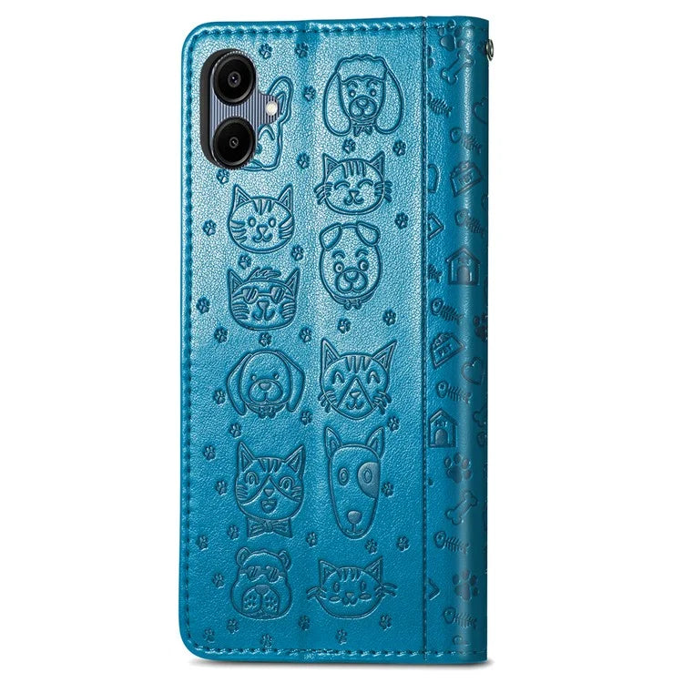 For Samsung Galaxy A06 Case Leather Wallet Flip Phone Cover Cute Cat Dog Pattern