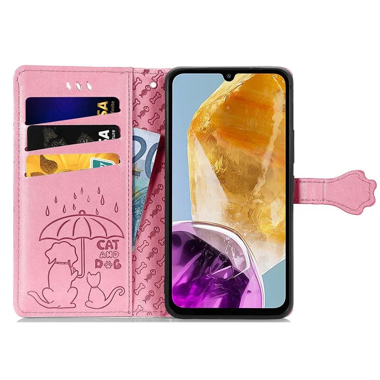 For Samsung Galaxy A06 Case Leather Wallet Flip Phone Cover Cute Cat Dog Pattern