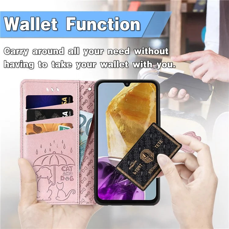 For Samsung Galaxy A06 Case Leather Wallet Flip Phone Cover Cute Cat Dog Pattern