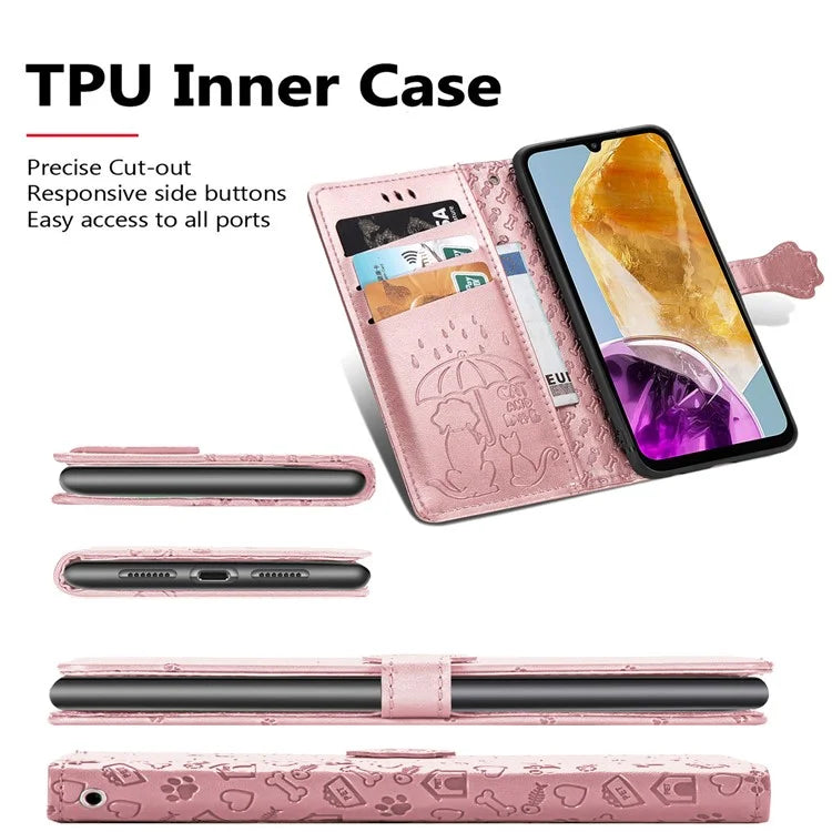 For Samsung Galaxy A06 Case Leather Wallet Flip Phone Cover Cute Cat Dog Pattern