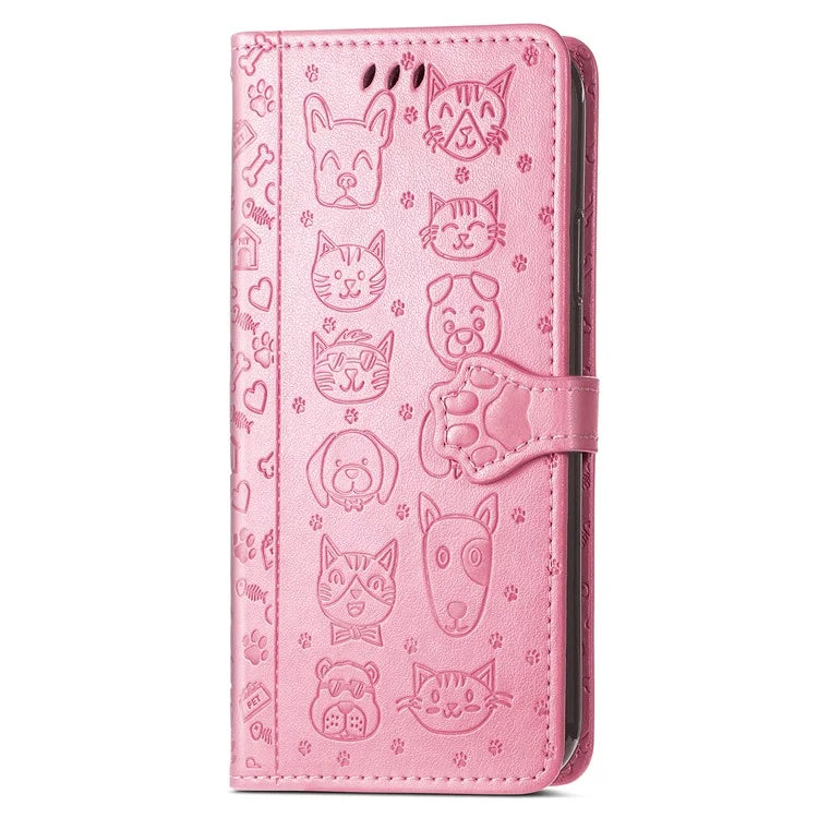For Samsung Galaxy A06 Case Leather Wallet Flip Phone Cover Cute Cat Dog Pattern