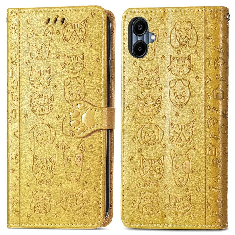 For Samsung Galaxy A06 Case Leather Wallet Flip Phone Cover Cute Cat Dog Pattern