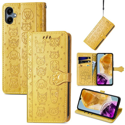 For Samsung Galaxy A06 Case Leather Wallet Flip Phone Cover Cute Cat Dog Pattern